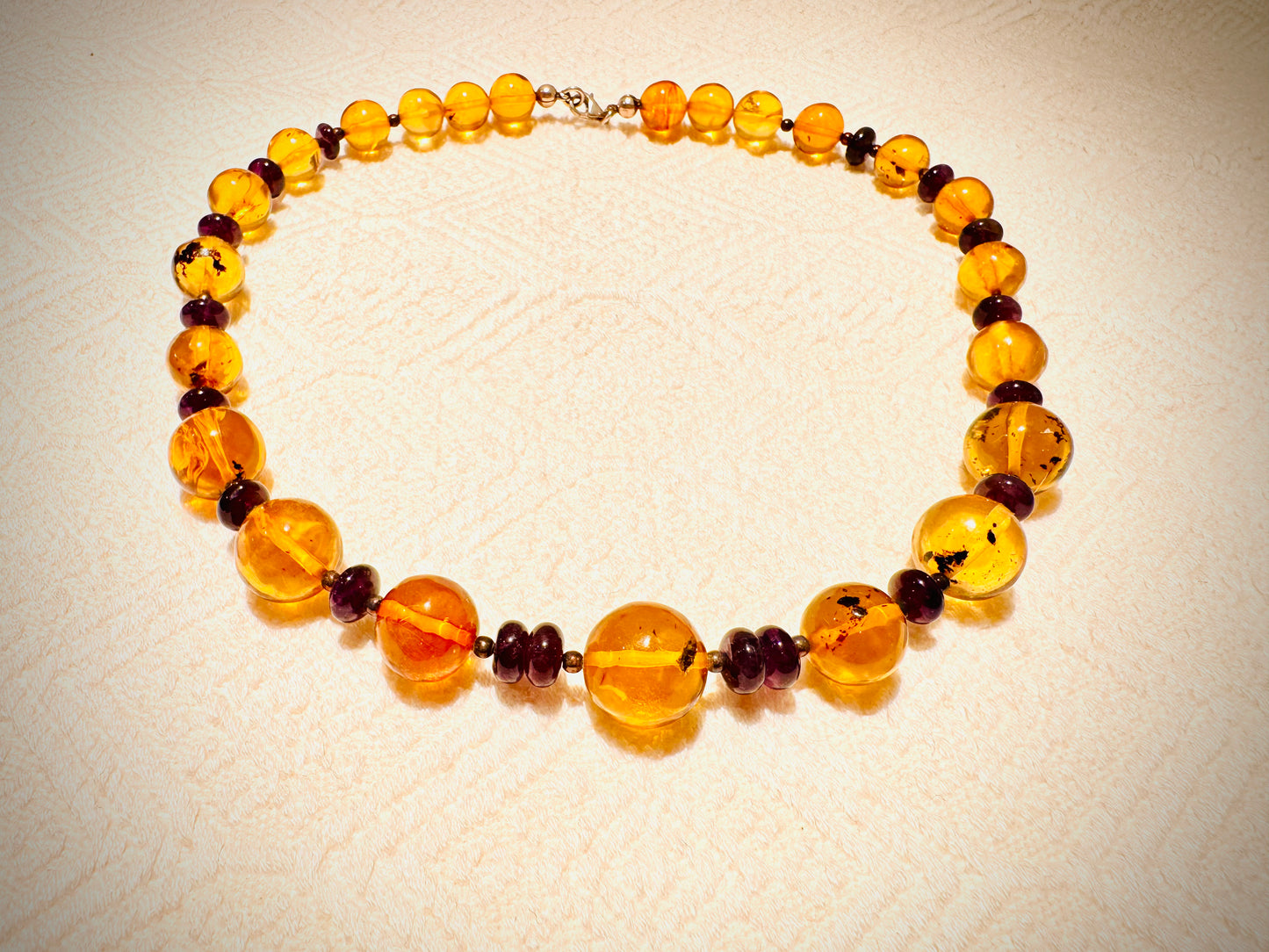 Amber and amethyst necklace